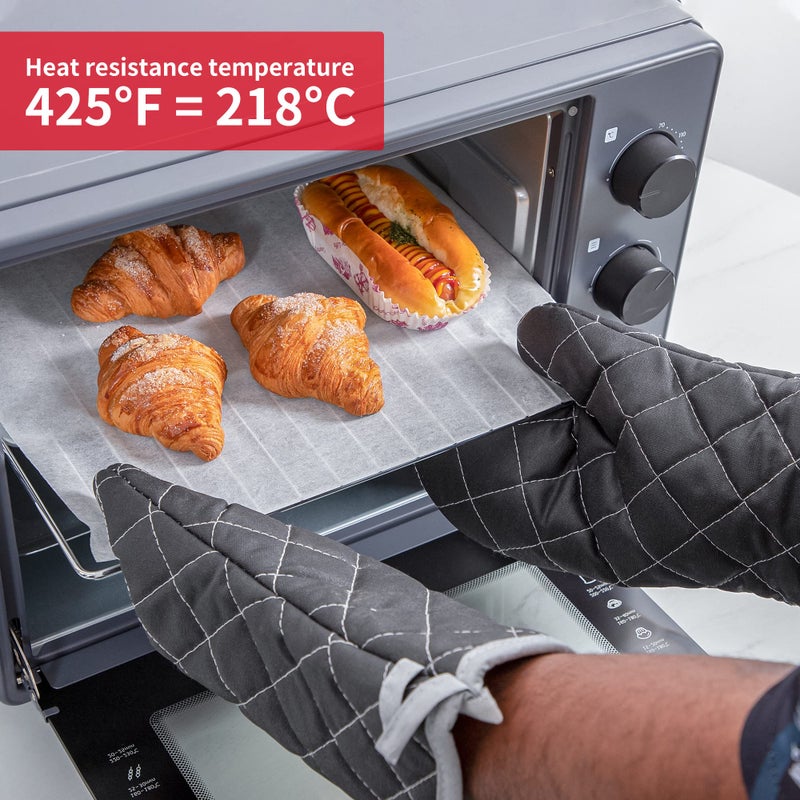 ARCLIBER Oven Mitts Heat Fire Resistant Oven Mitts 425 Â° F, Quilted Terry Cloth Cotton Soft Lining Oven Gloves, Extra Long Kitchen Mittens for Cooking Baking - Image 2